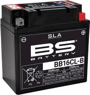 Sla Factory-Activated Agm Maintenance-Free Batteries – YB16CL-B; Capacity AH (10-HR): 19; Capacity AH (20-HR): 20; Cca (-18 °C): 230; Length (MM): 175; Width (MM): 100; Height (MM): 175; Approx. Weight (KG.): 6,53; Terminal Configuration: + -