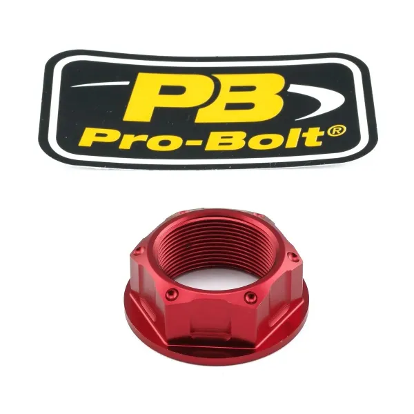 Aluminum/Titanium Open Flanged Top Yoke Nuts – Red