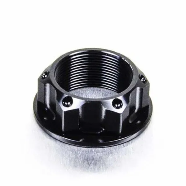 Aluminum/Titanium Open Flanged Top Yoke Nuts – Black