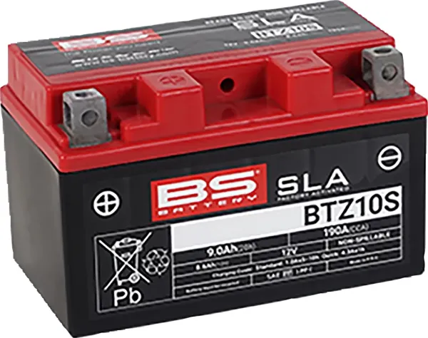 Sla Factory-Activated Agm Maintenance-Free Batteries – YTZ10S; Capacity AH (10-HR): 8,6; Capacity AH (20-HR): 9; Cca (-18 °C): 190; Length (MM): 150; Width (MM): 88; Height (MM): 93; Approx. Weight (KG.): 3,20; Terminal Configuration: + -