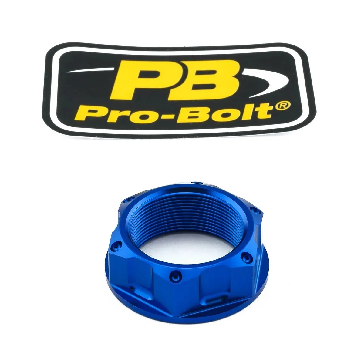 Aluminum/Titanium Open Flanged Top Yoke Nuts – Blue