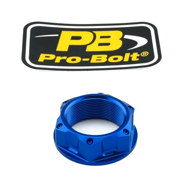 Aluminum/Titanium Open Flanged Top Yoke Nuts – Blue