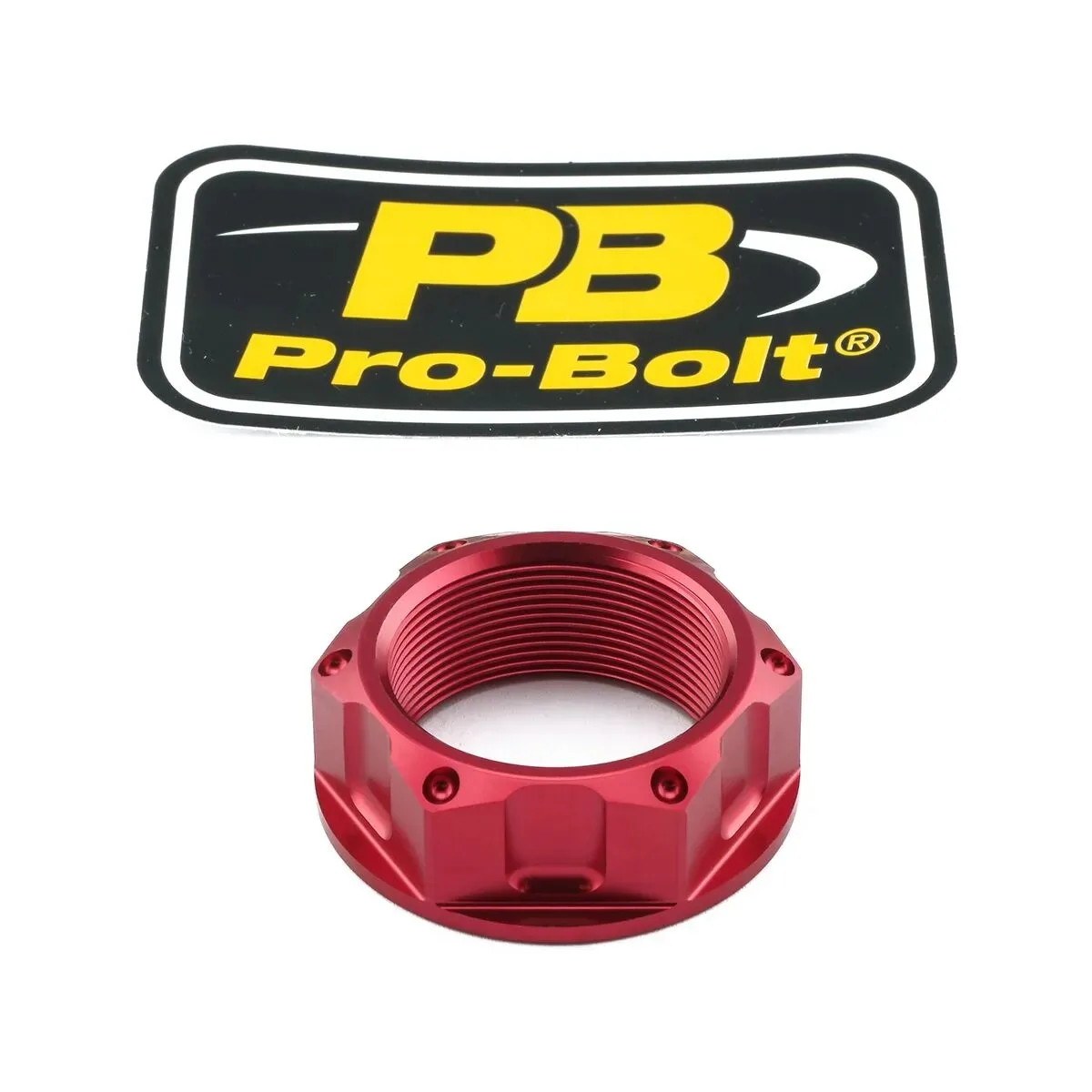 Aluminum/Titanium Open Flanged Top Yoke Nuts – Red