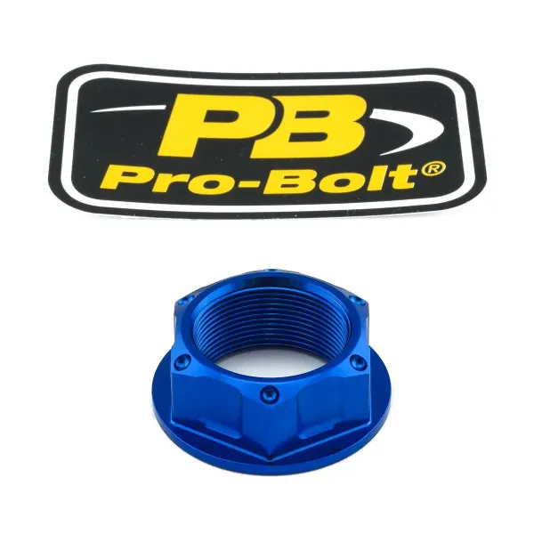Aluminum/Titanium Open Flanged Top Yoke Nuts – Blue