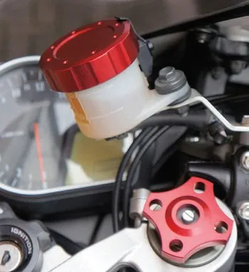 Aluminum Reservoir Round Front/Rear Brake Caps – Front Brake Reservoir Caps - Red