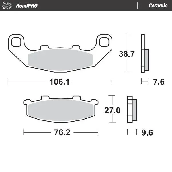 Moto-Master Road Brake Pads – Rear Pad (Ceramic Compound)