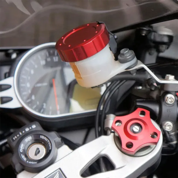 Aluminum Reservoir Round Front/Rear Brake Caps – Rear Brake Reservoir Caps - Red