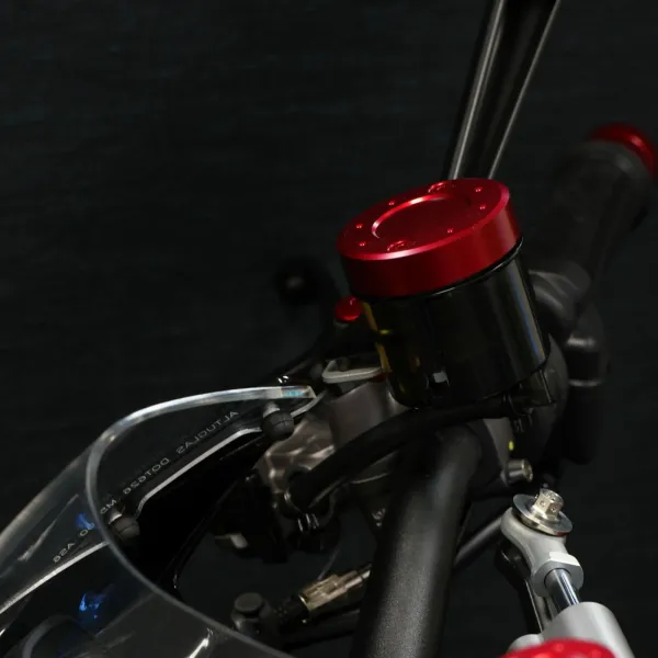 Aluminum Reservoir Round Front/Rear Brake Caps – Front Brake Reservoir Caps - Red