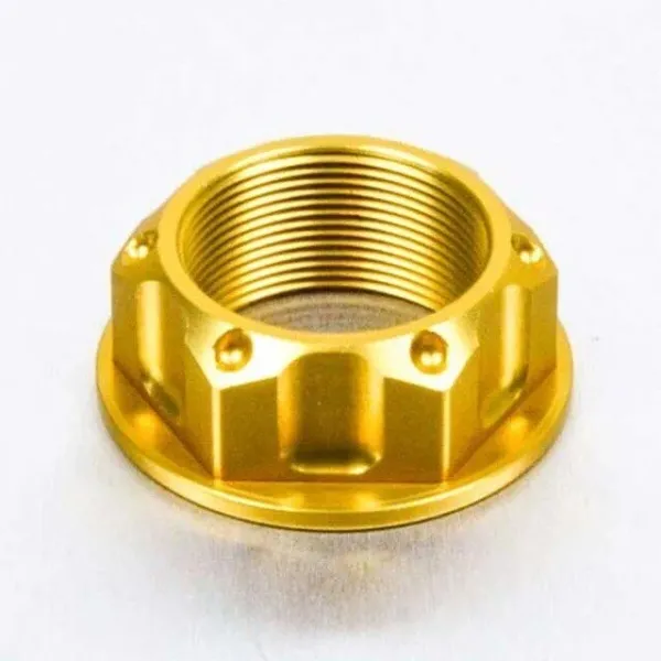 Aluminum/Titanium Open Flanged Top Yoke Nuts – Gold