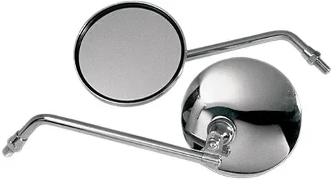 Round Honda Cb-Style Universal Mirrors – 10 mm thread; GLASS SIZE: 10 cm (4”); STEM LENGTH: 20,5 cm (8”)