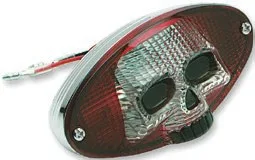 Taillights – REPLACEMENT LENSES - Red/clear Cat Eye 3D taillight w/ skull face and red bulb