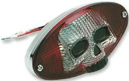 Taillights – REPLACEMENT LENSES - Red/clear Cat Eye 3D taillight w/ skull face and red bulb
