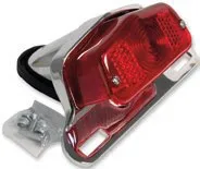 Lucas-Style Taillights – Taillight w/ chrome bracket, red lens (pre-65 style)